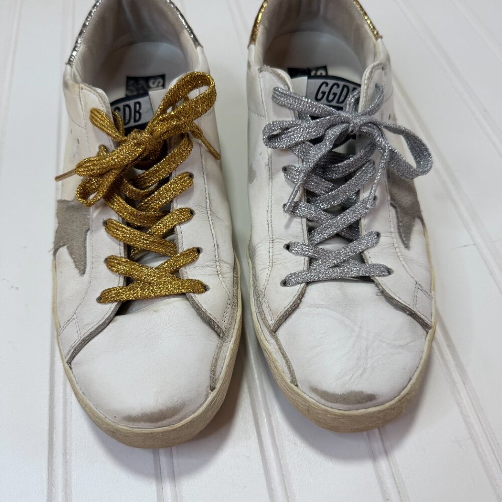 Golden Goose Limited Edition Superstar 'Silver Gold Mismatch' Size 40 / 10 - Picture 6 of 10
